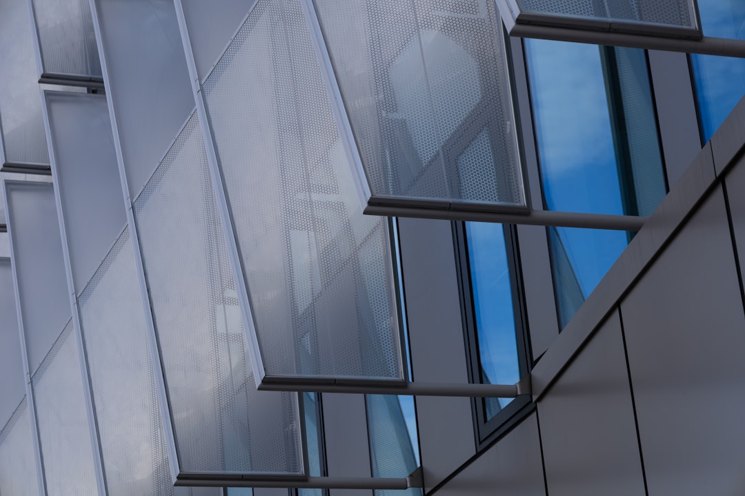 Modern building facade with reflective glass panels