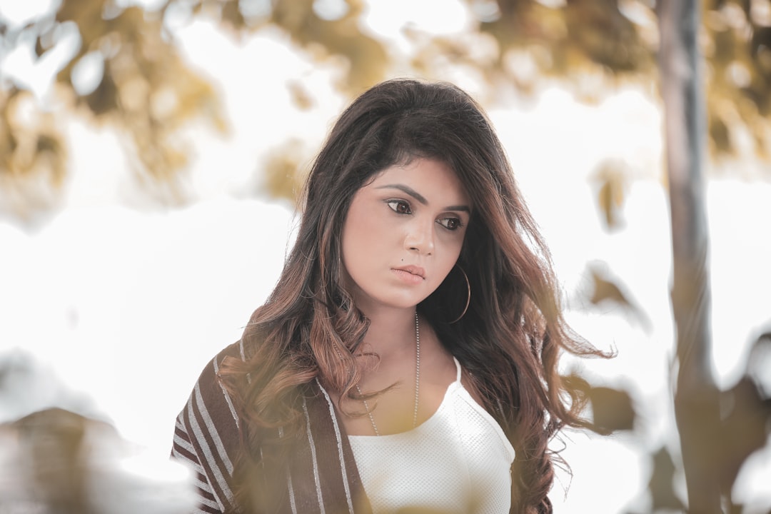 a woman with long hair