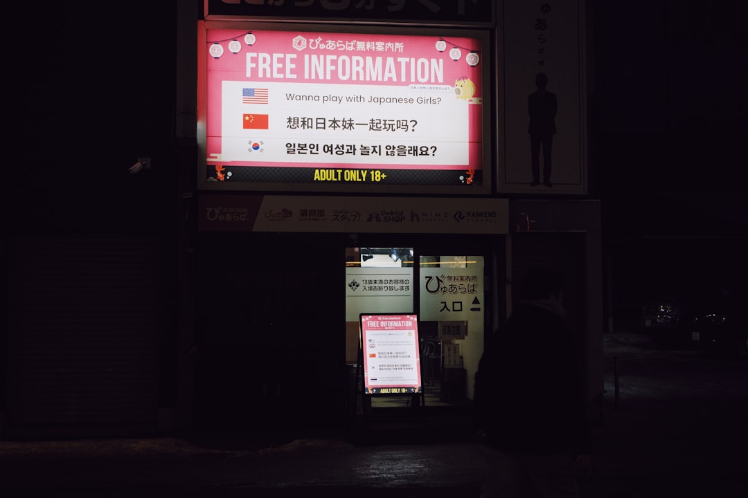 Bright sign with free information in multiple languages