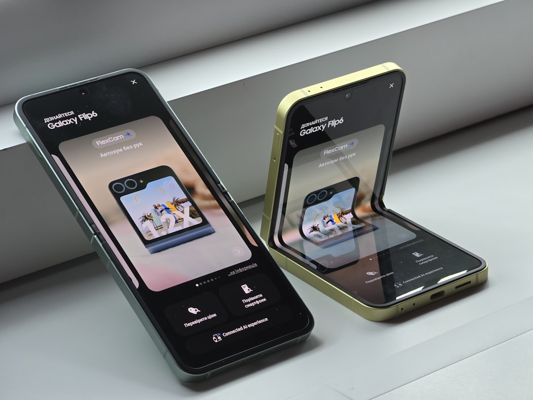 Two cell phones sitting next to each other on a window sill