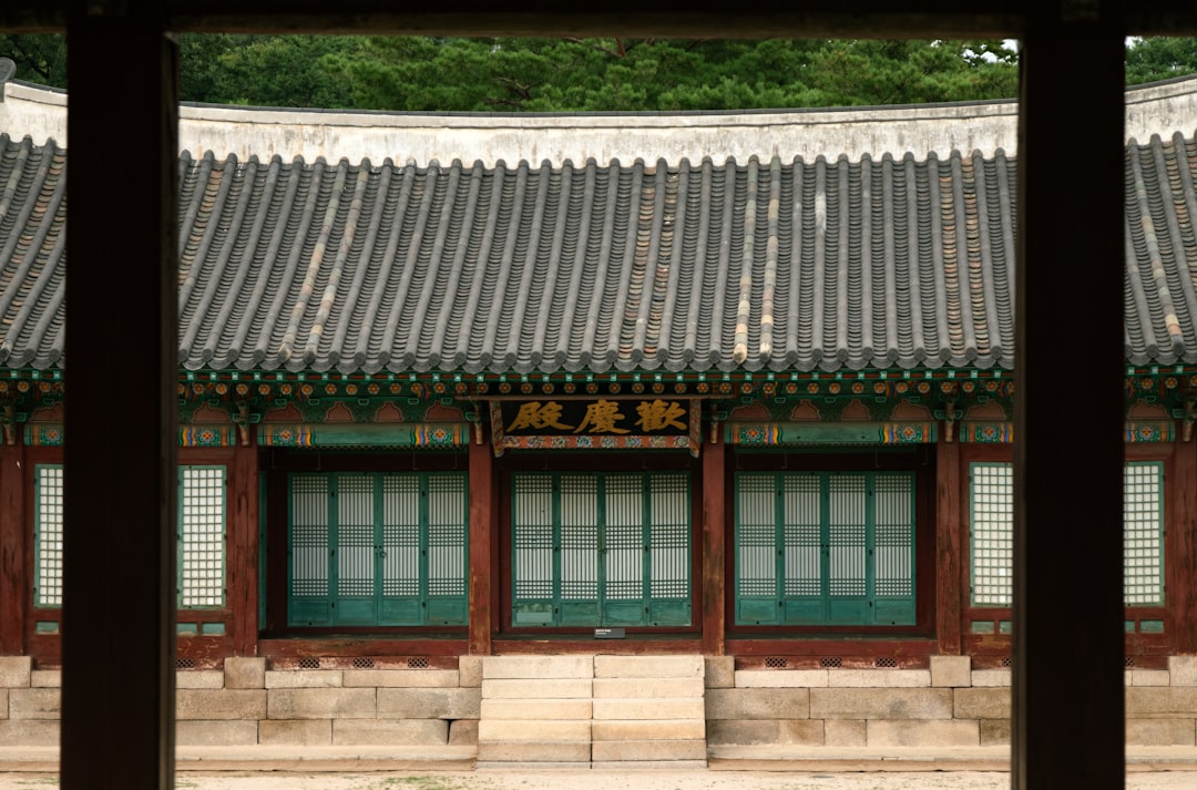 A view of a building through a window