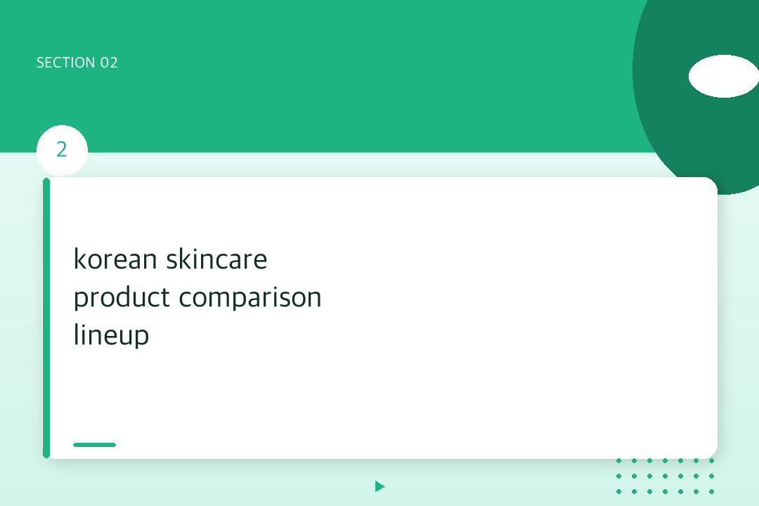 korean skincare product comparison lineup