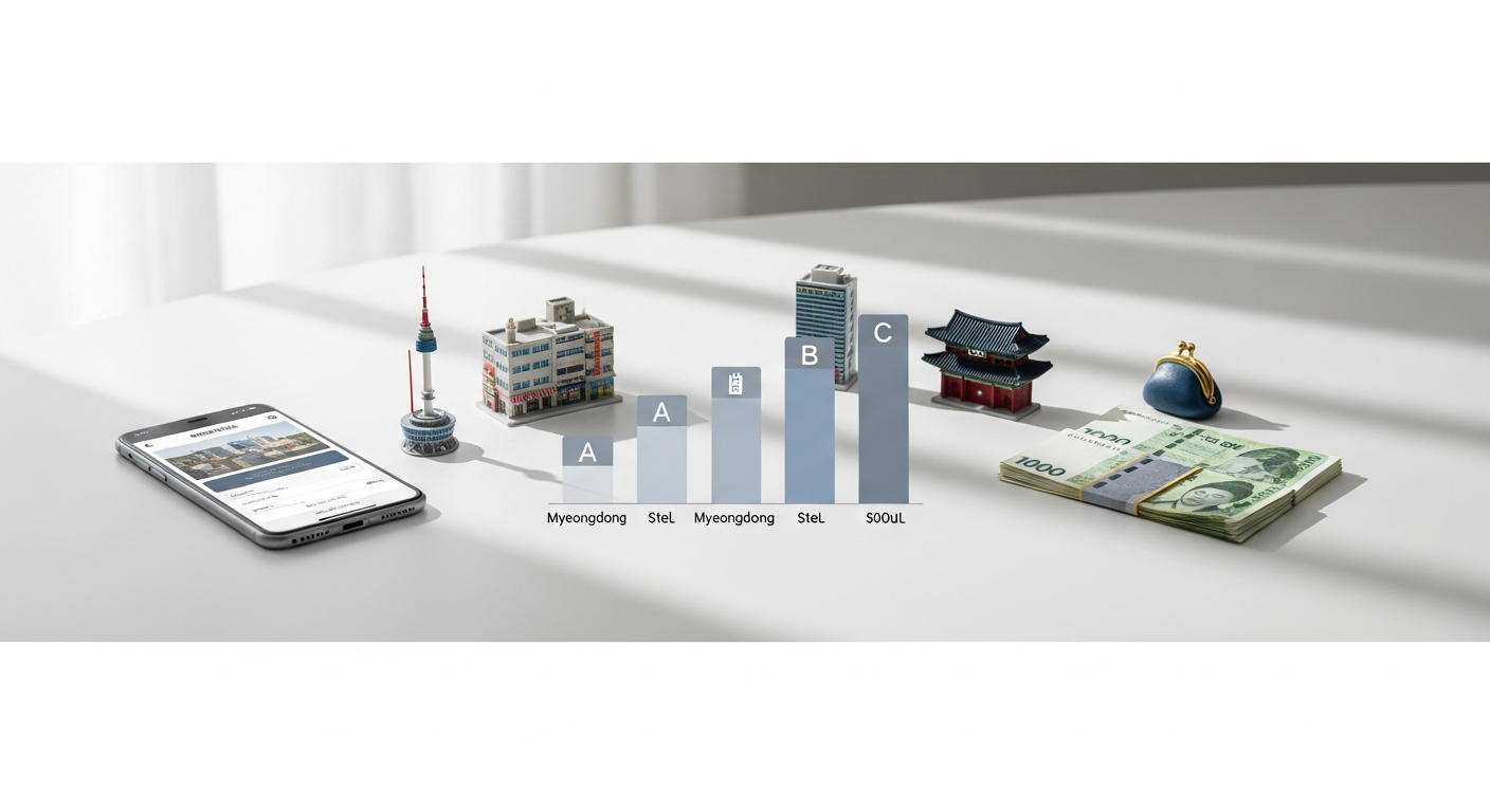 myeongdong hotel comparison pricing visual
