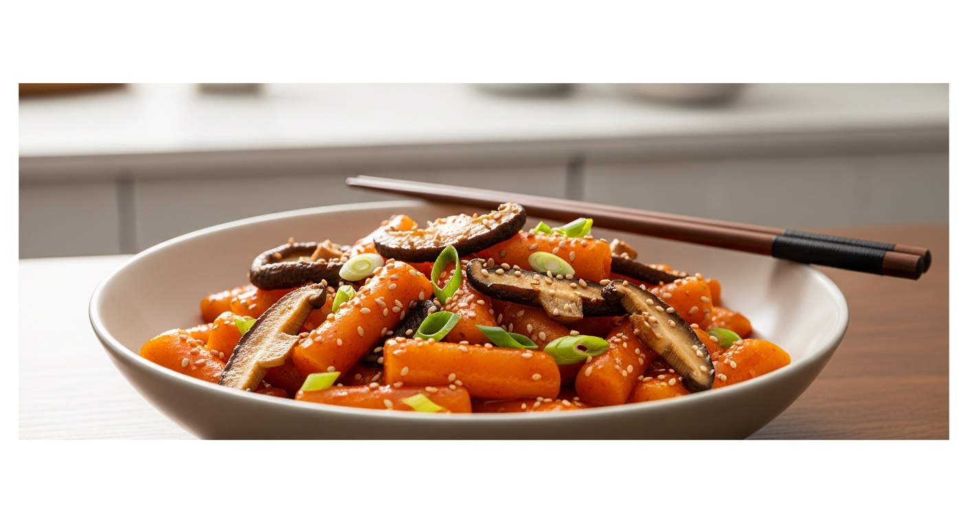 homemade vegetarian tteokbokki shiitake