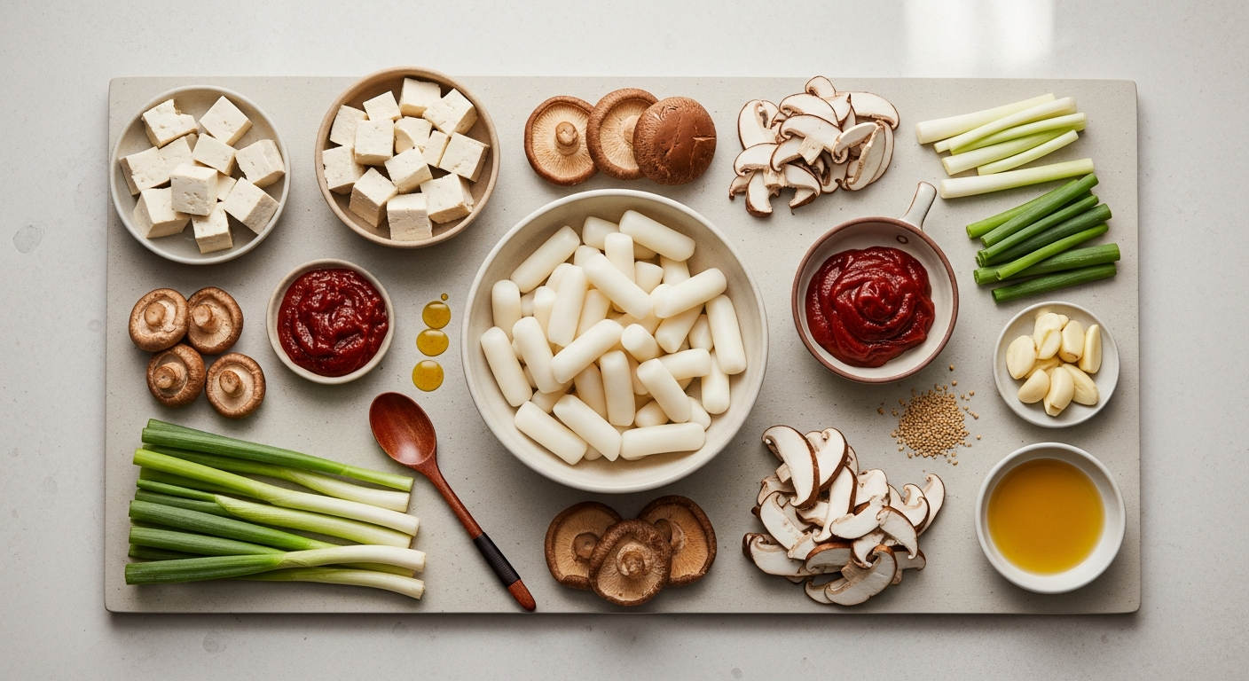 tofu mushroom tteokbokki ingredients