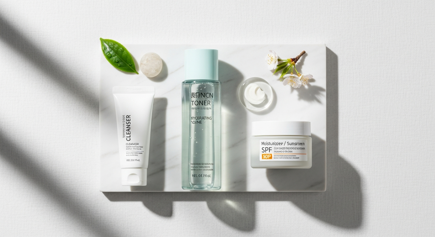 korean 3 step skincare routine morning