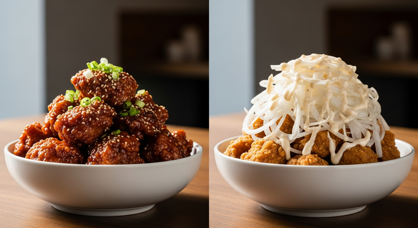 korean fried chicken menu comparison snow onion