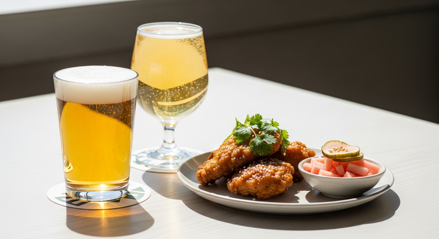 korean chimaek beer cider pairing