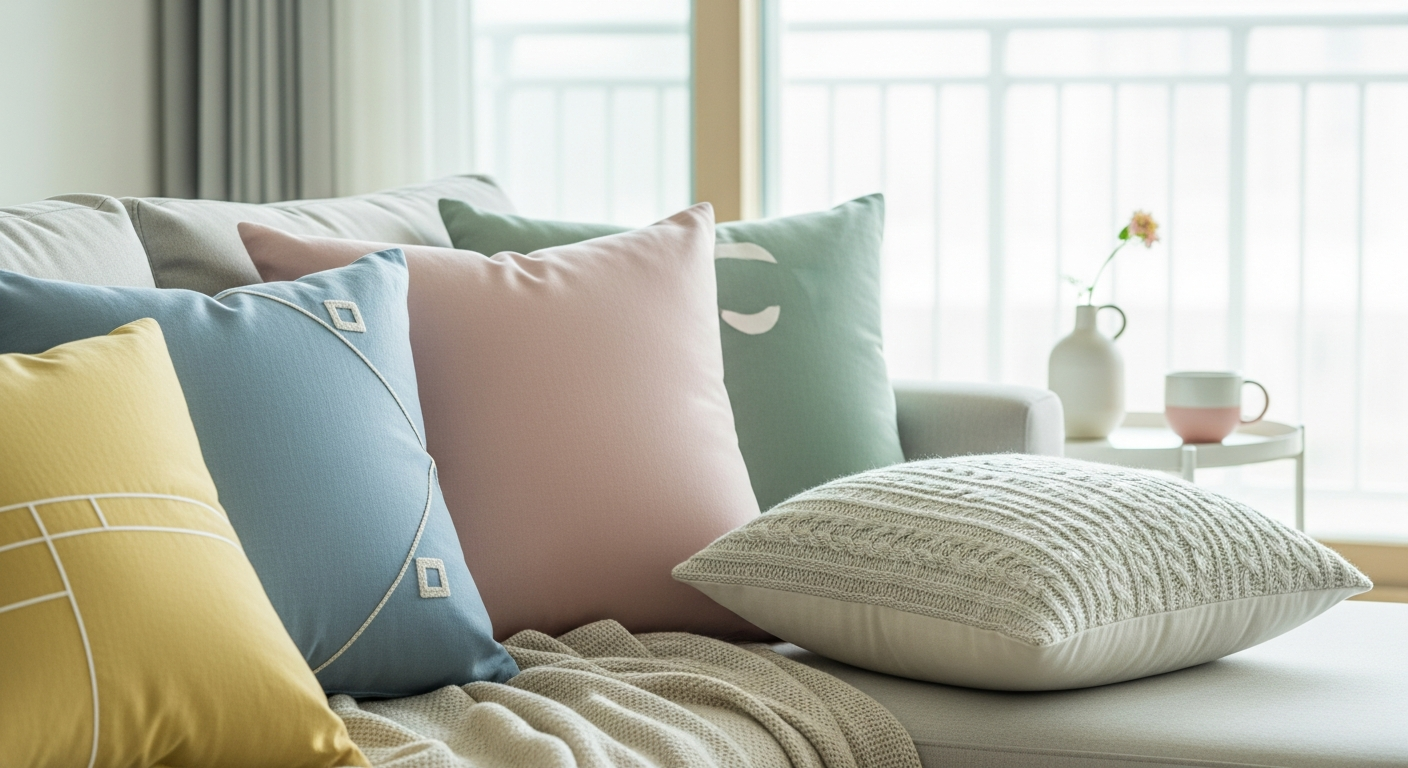 korean home living pastel pillow apartment aesthetic