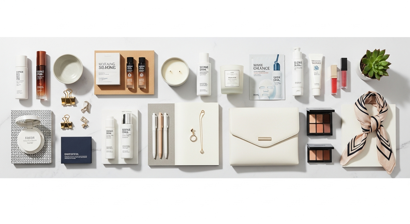 korean lifestyle brand shopping haul flatlay 2026