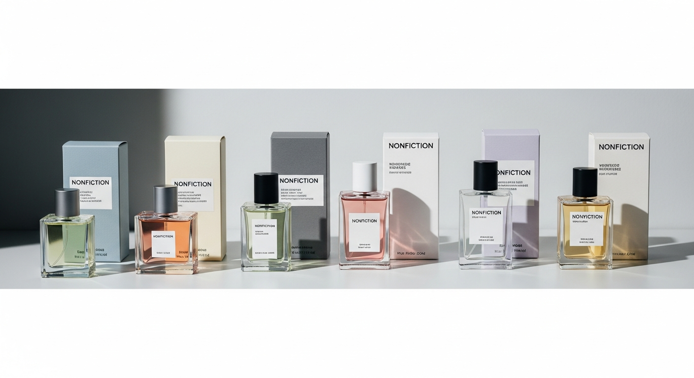 nonfiction perfume bottles minimal packaging