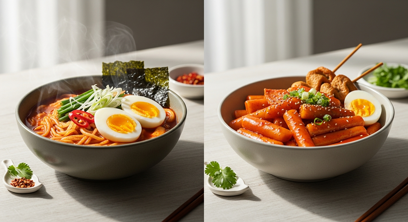 korean ramyeon tteokbokki comparison
