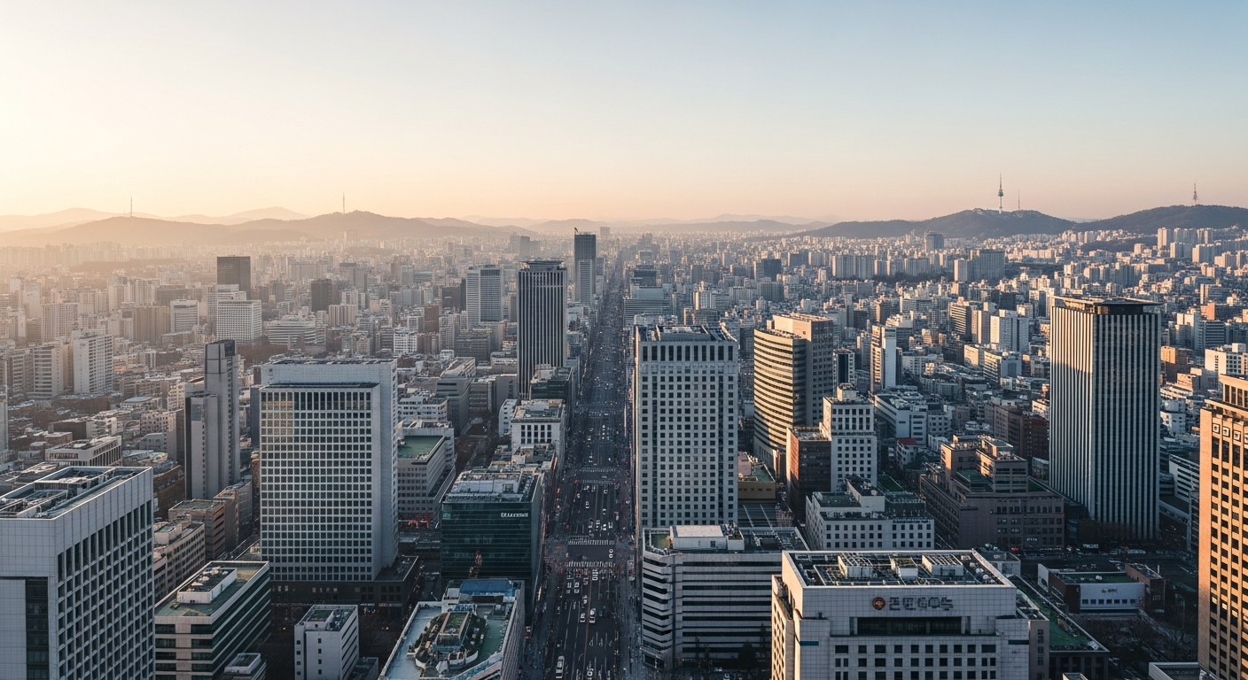 seoul hotel district myeongdong aerial view