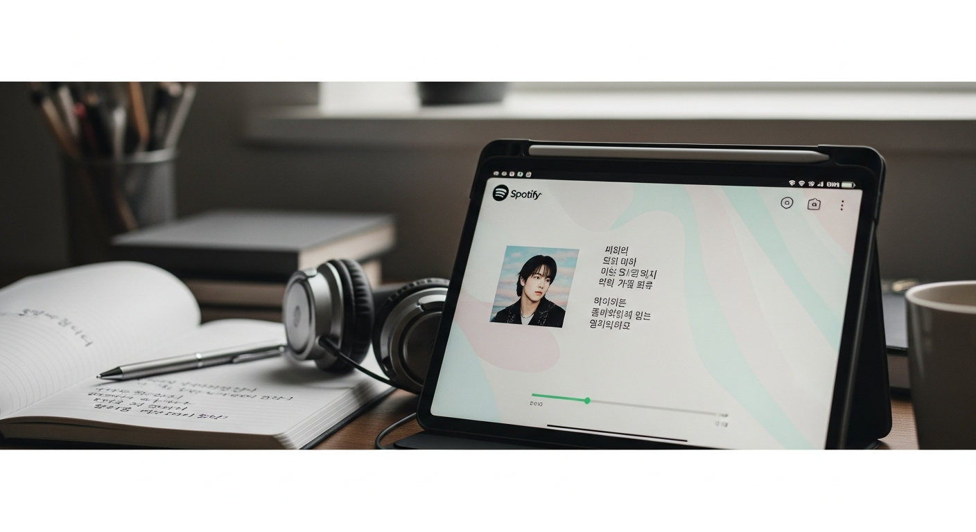 learning korean kpop lyrics spotify screen