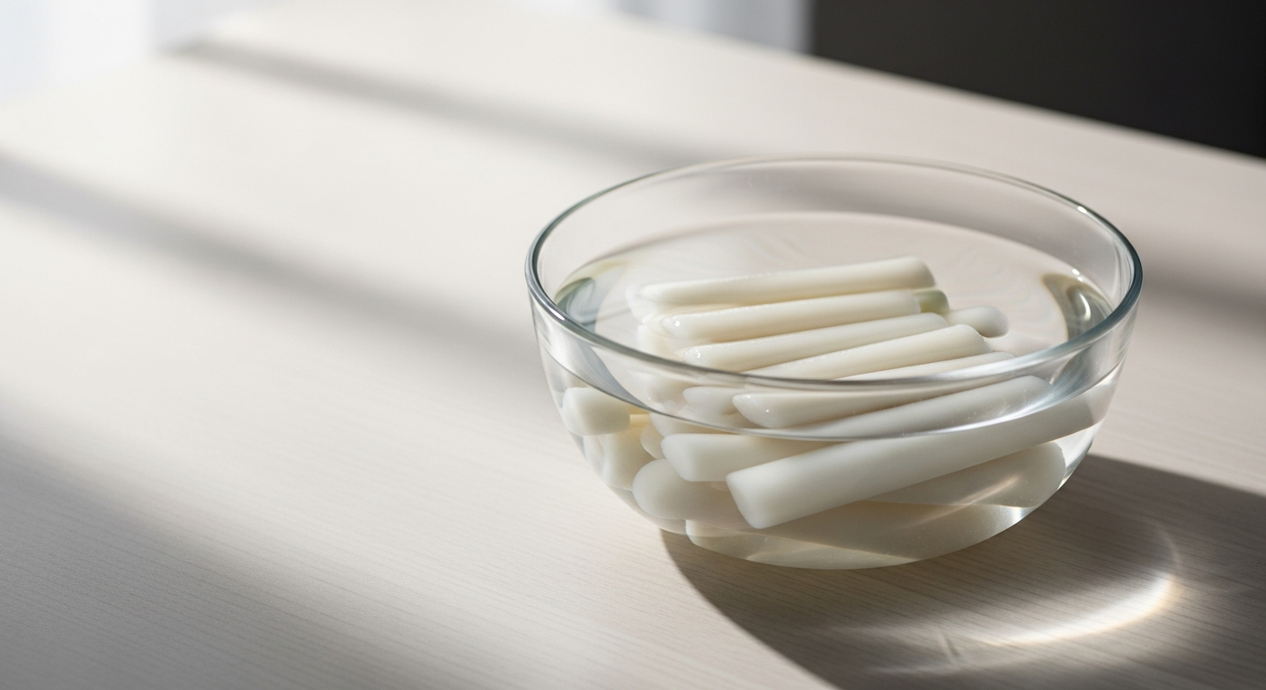 korean rice cakes garaetteok soaking water