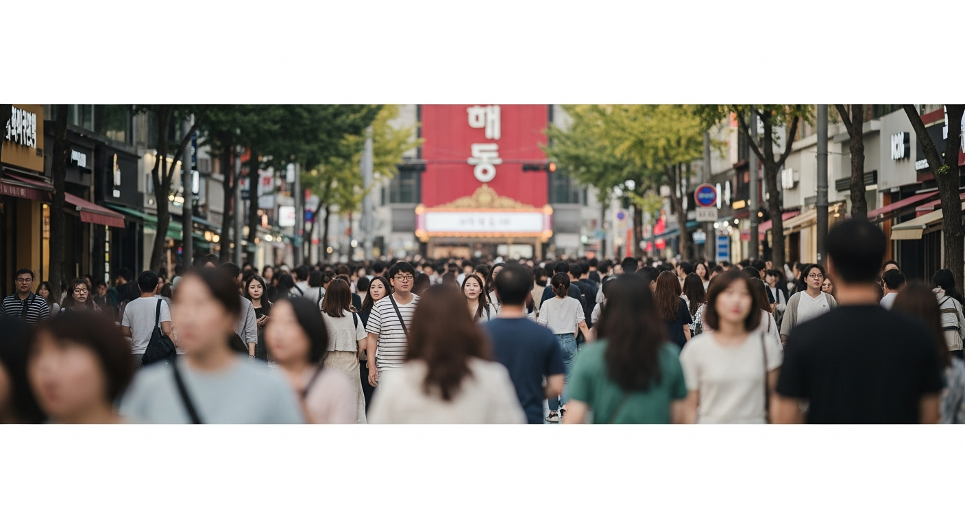 myeongdong street crowd tourist