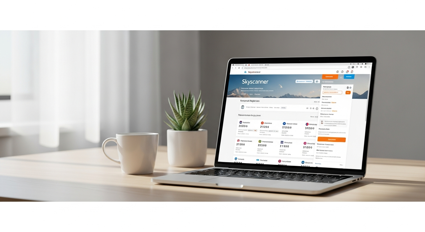 skyscanner airline booking laptop