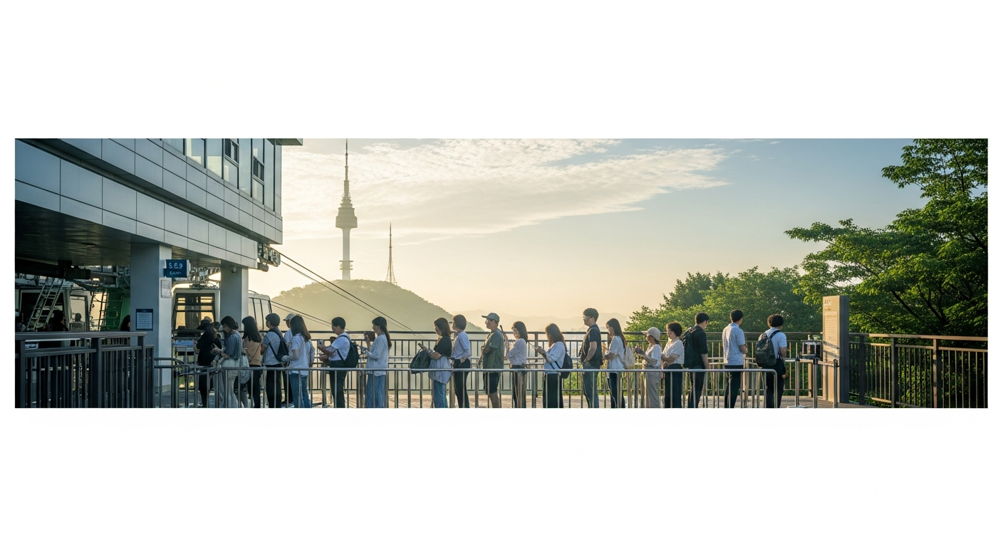 namsan cable car morning queue
