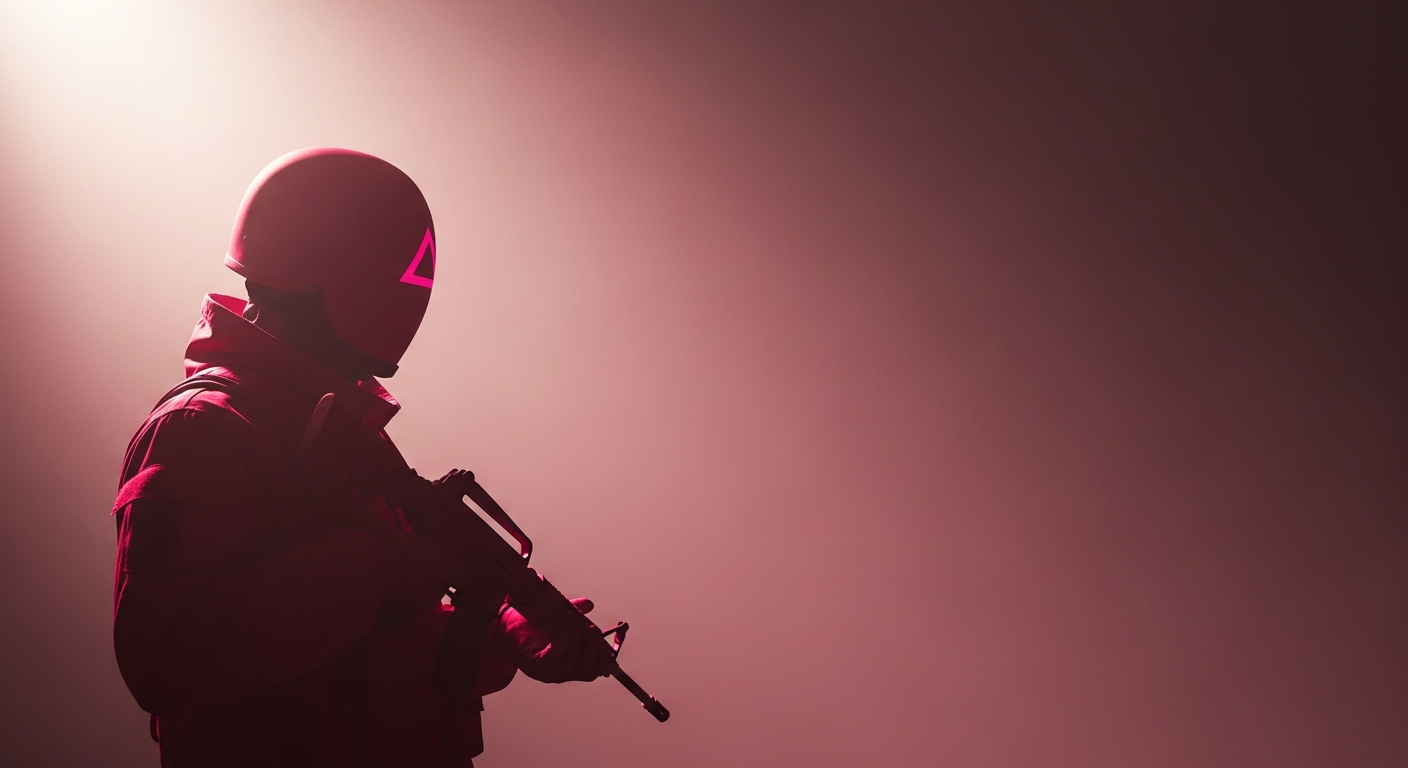 squid game korean drama pink guard silhouette