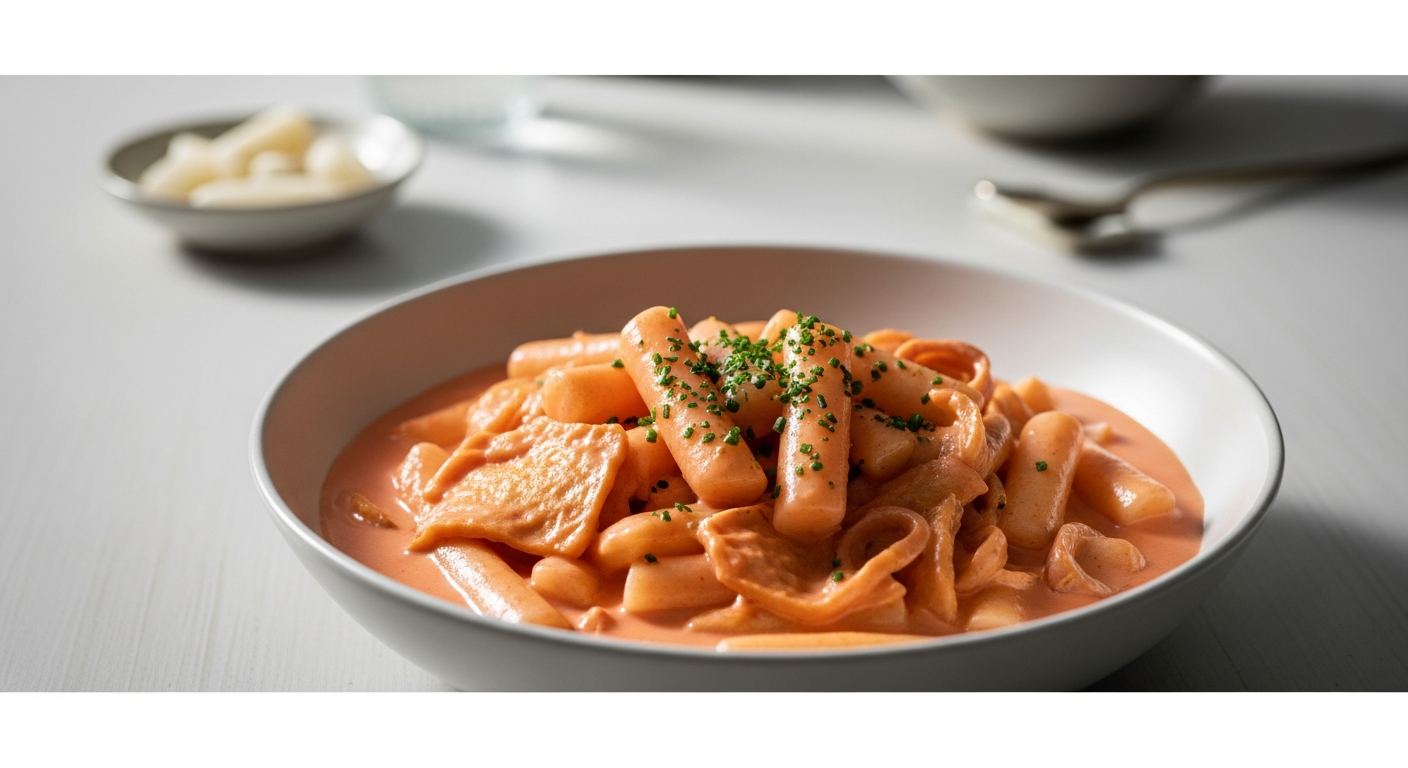 rose tteokbokki cream korean fusion