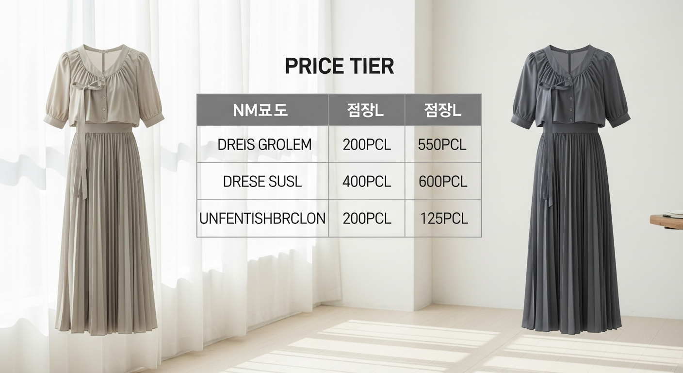 korean dress price tier comparison chart