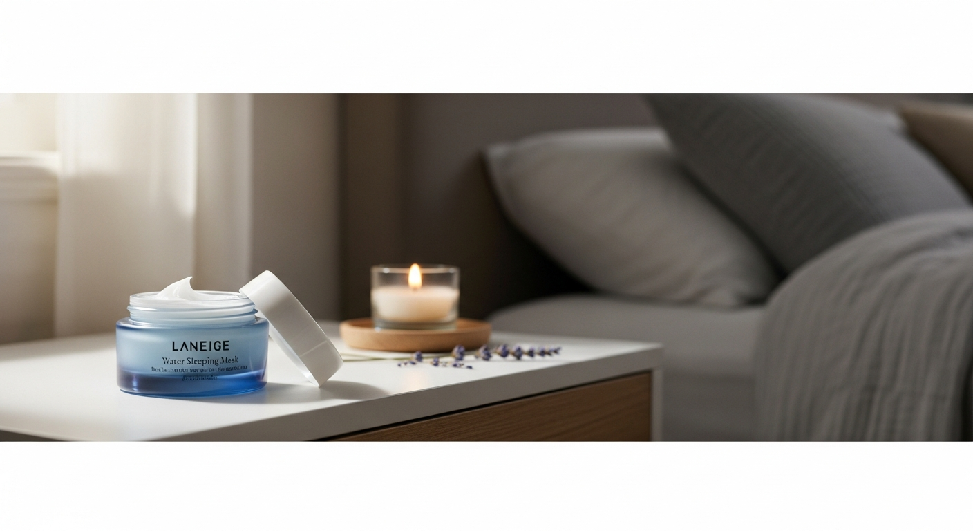 laneige sleeping mask jar bedside table