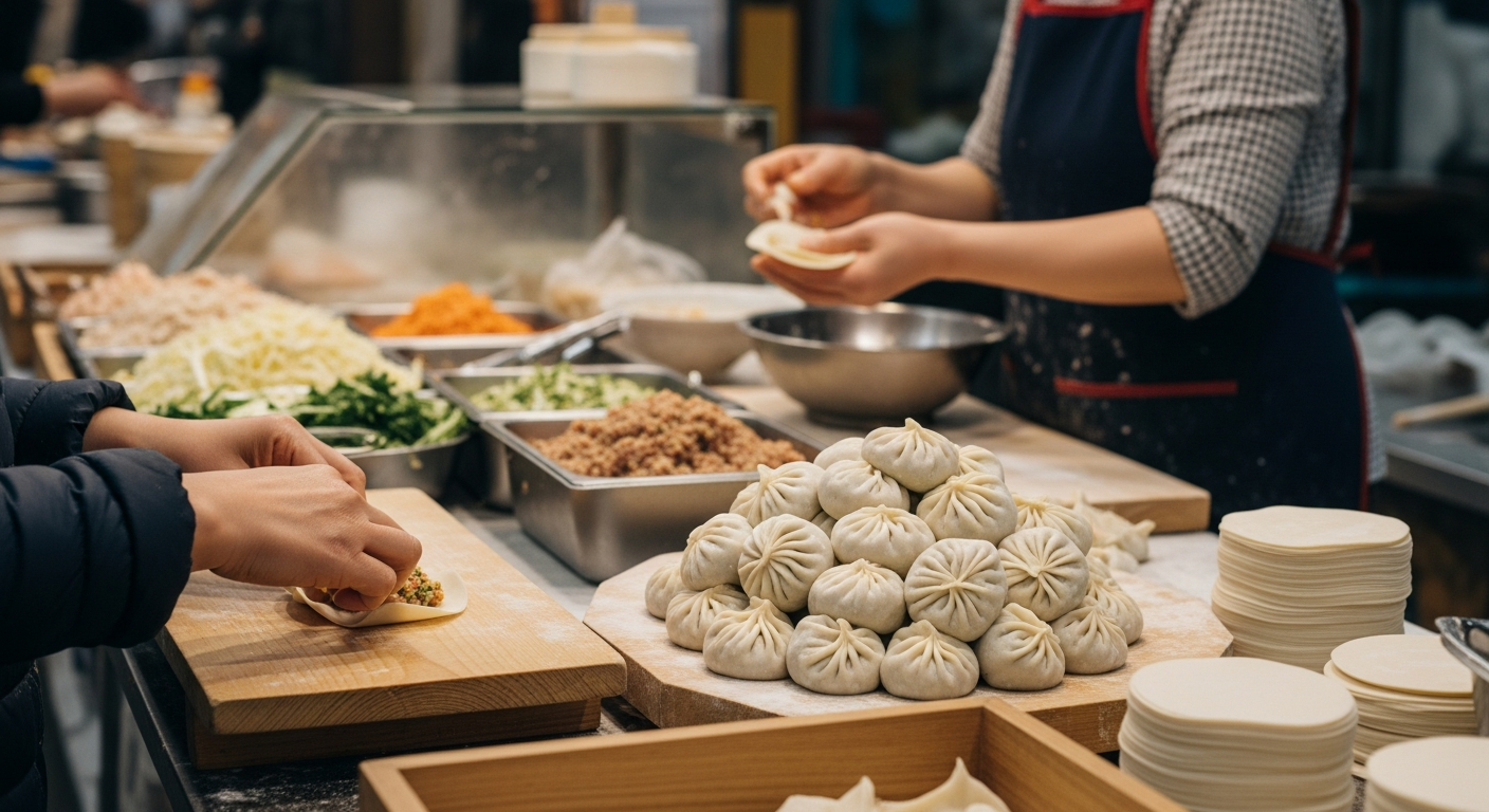 mangwon market handmade dumplings vendor