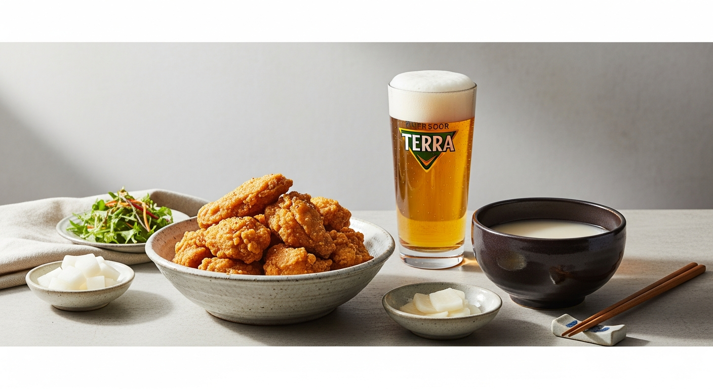 korean fried chicken beer makgeolli