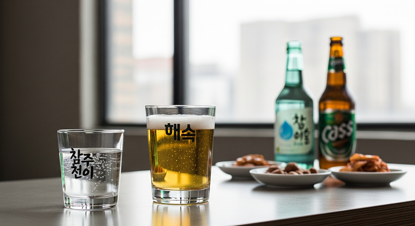 korean soju beer somaek drinking