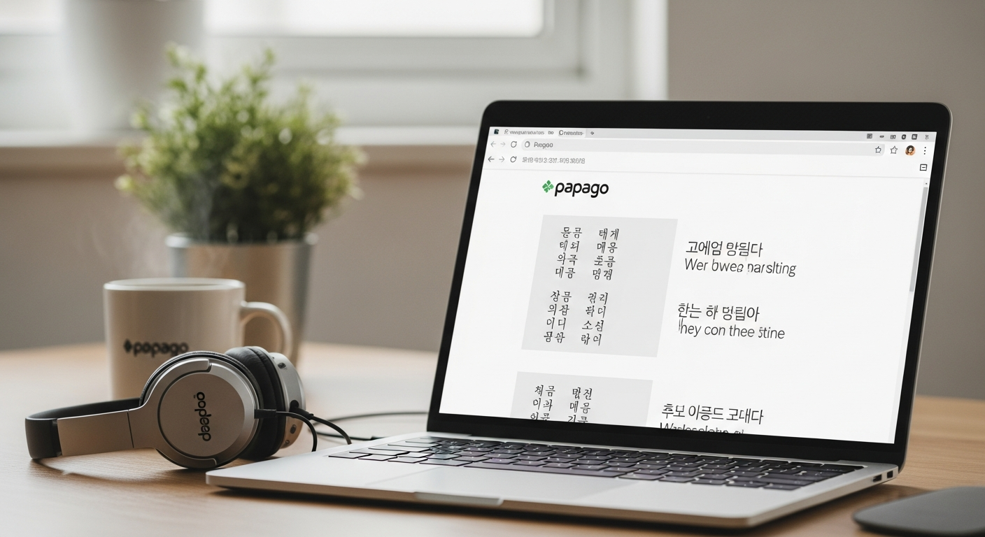 korean lyrics papago translation laptop screen