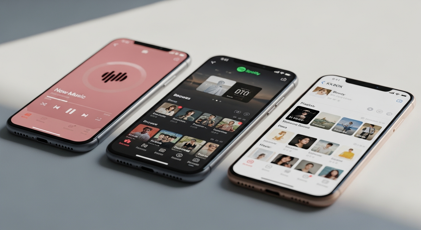 apple music spotify kkbox comparison screens