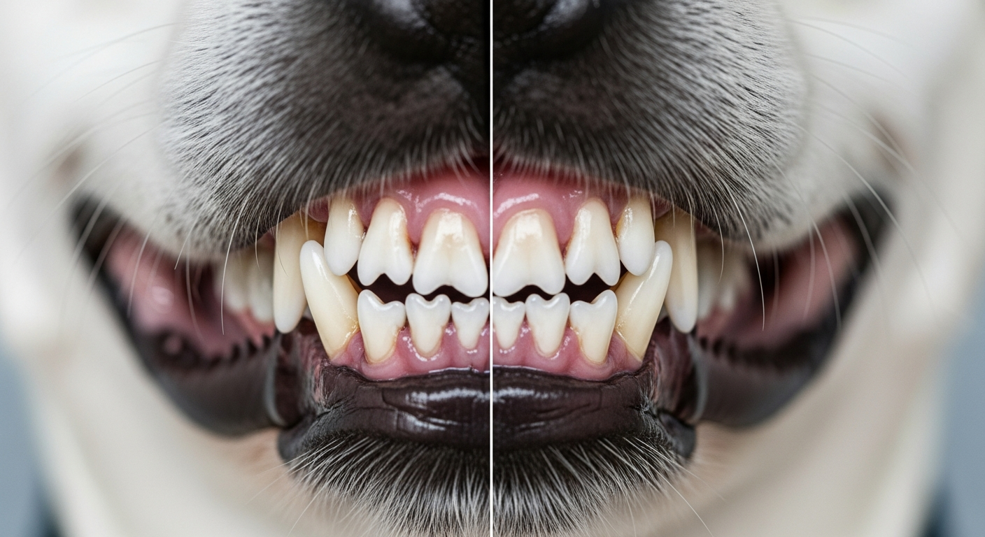 before after dog teeth periodontal disease comparison