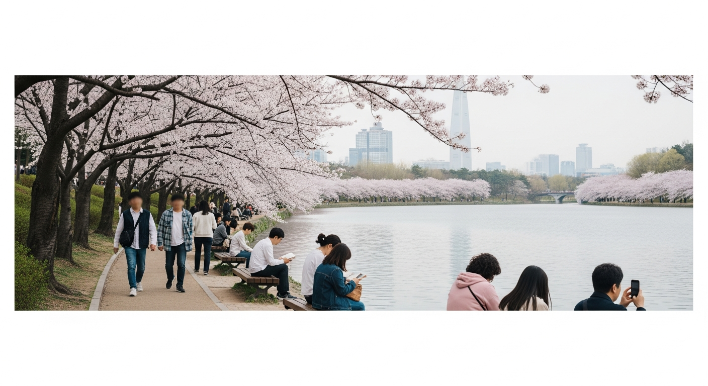 seokchon lake cherry blossom locals