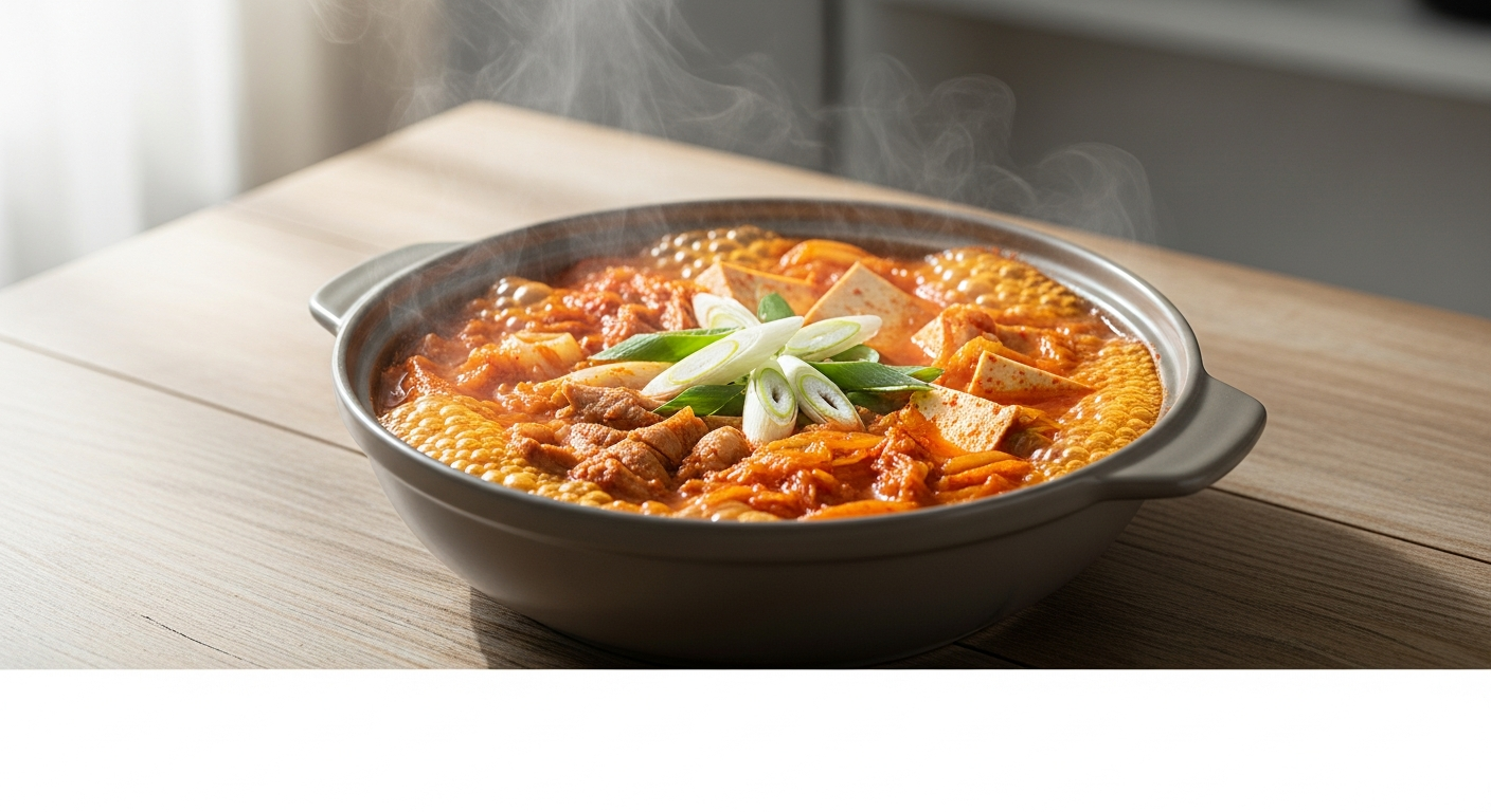 kimchi jjigae bubbling stone pot