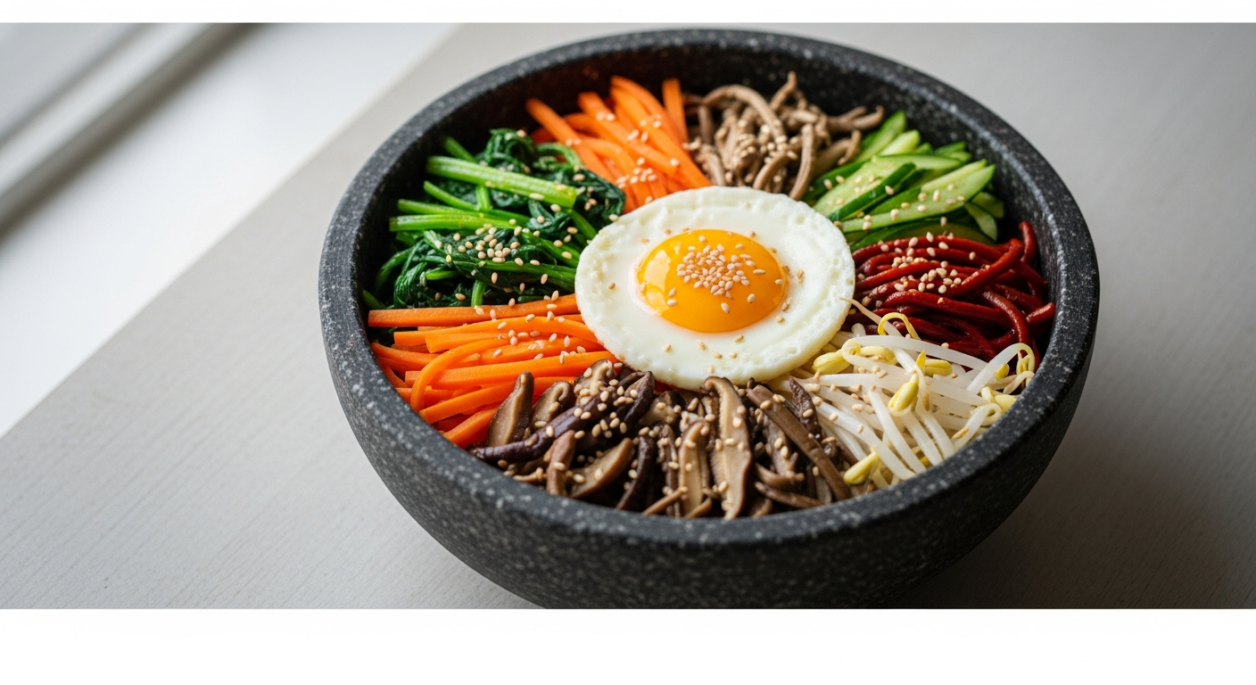 bibimbap stone bowl colorful vegetables