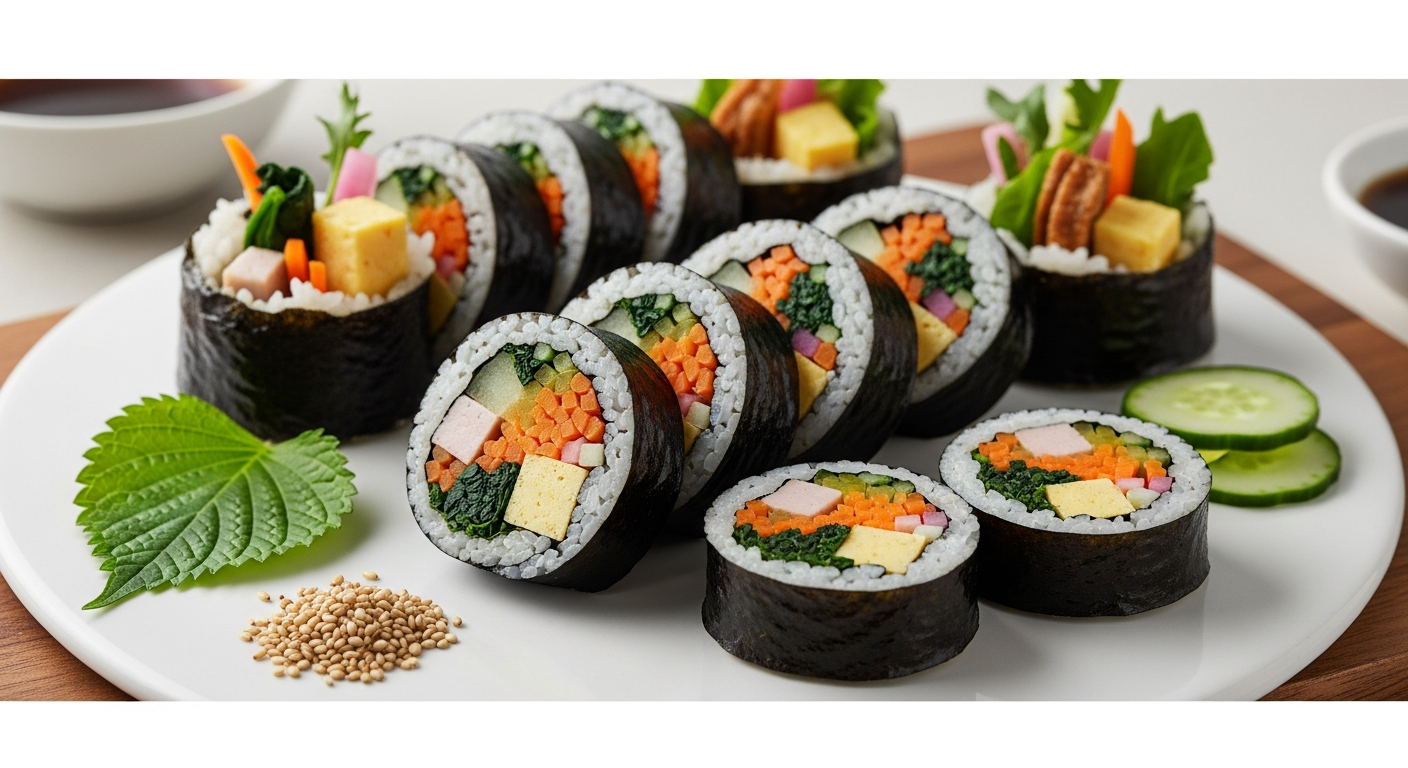 kimbap korean rice roll seaweed