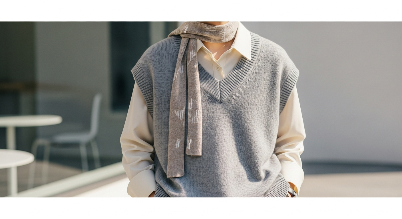 knit vest korean layering style