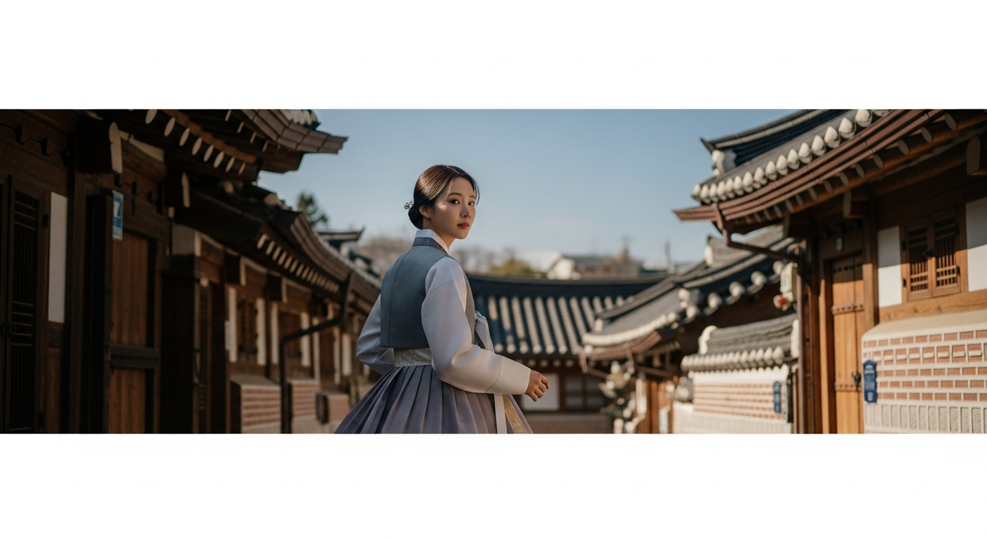 young korean wearing modern hanbok bukchon hanok village