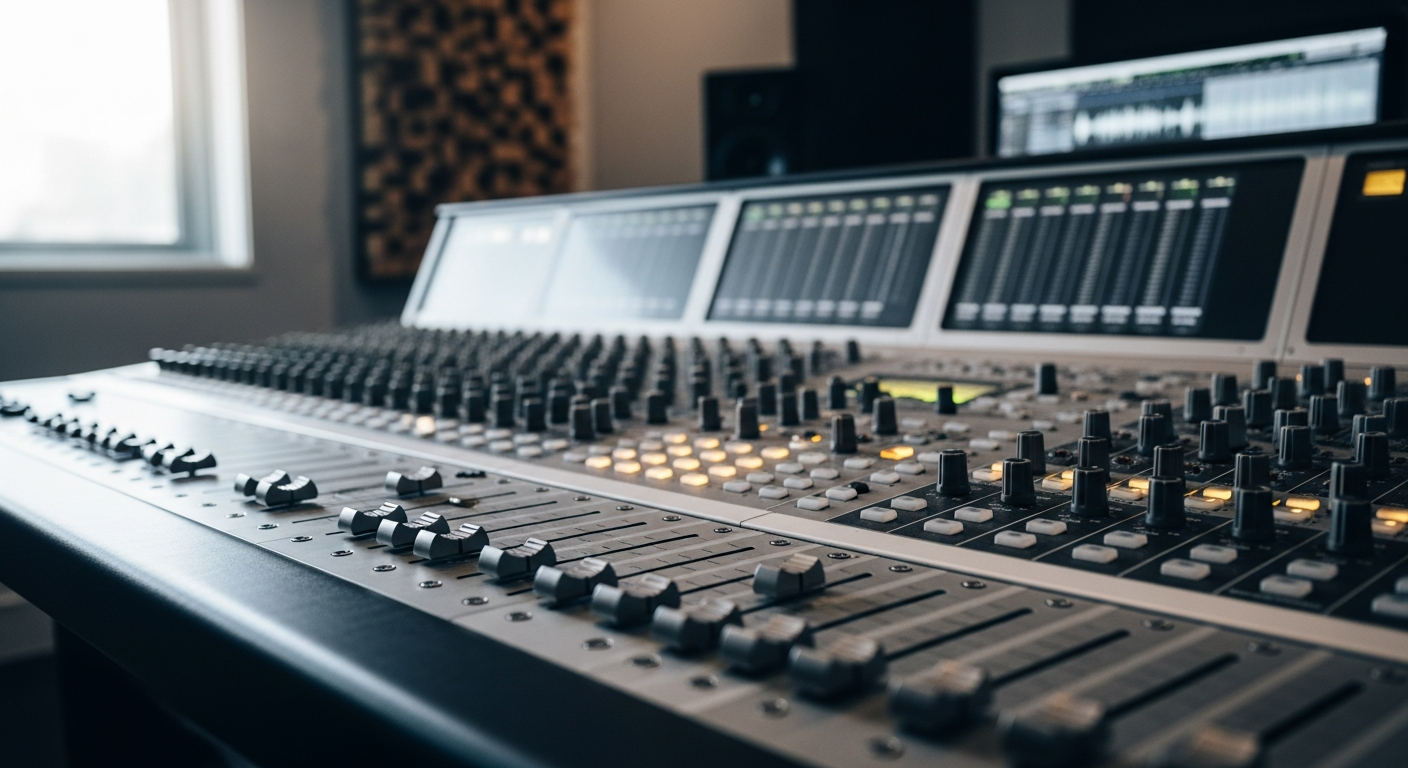 music production studio mixing console