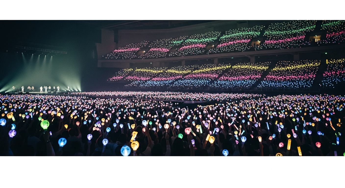 kpop concert crowd lightsticks arena