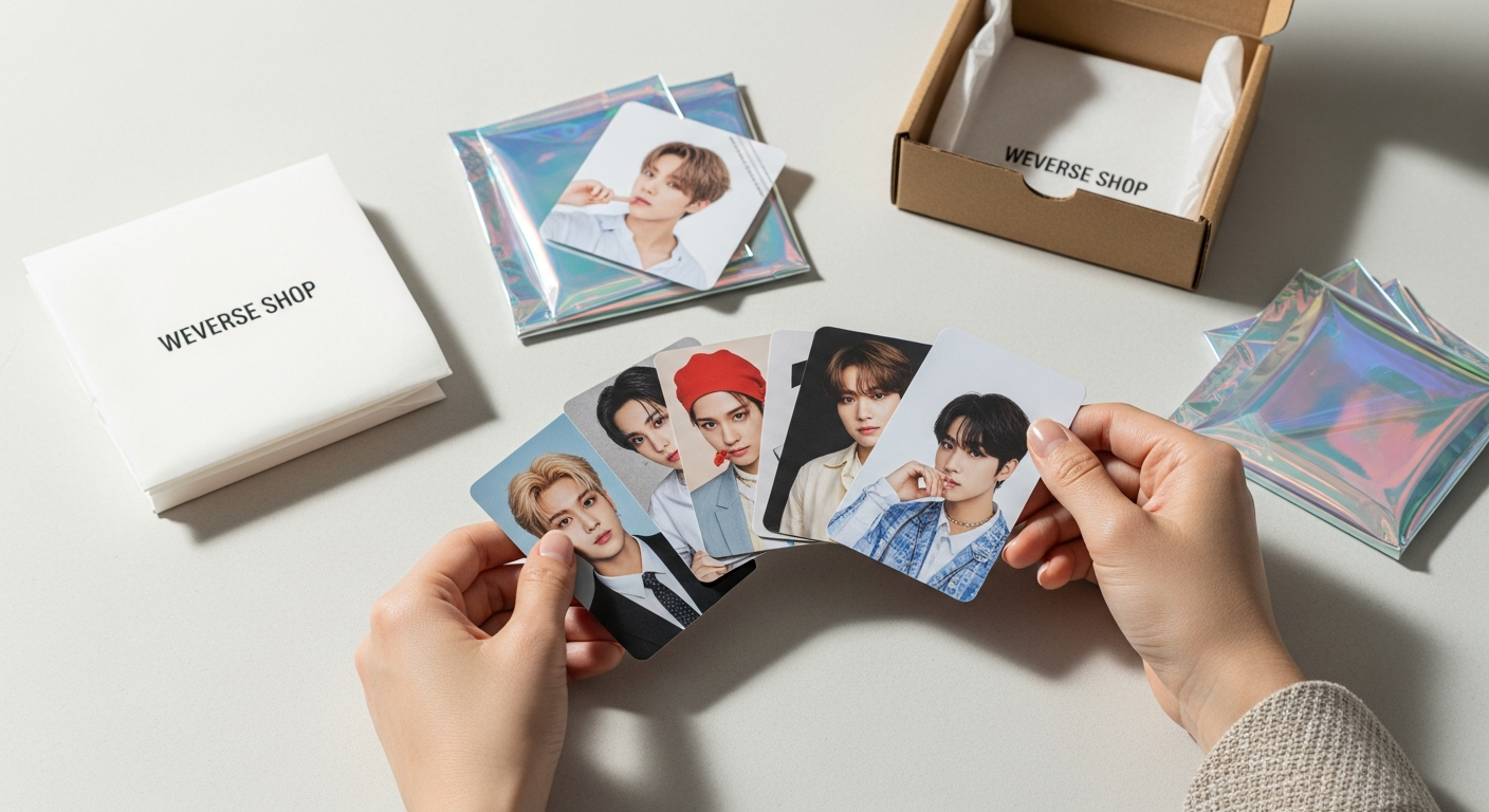 weverse shop unboxing photocards