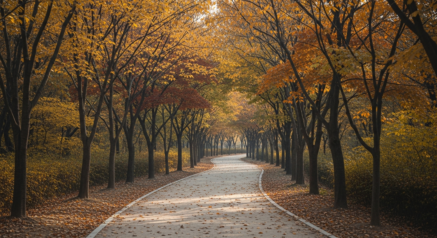 yeonnam-dong gyeongui line park walking path autumn