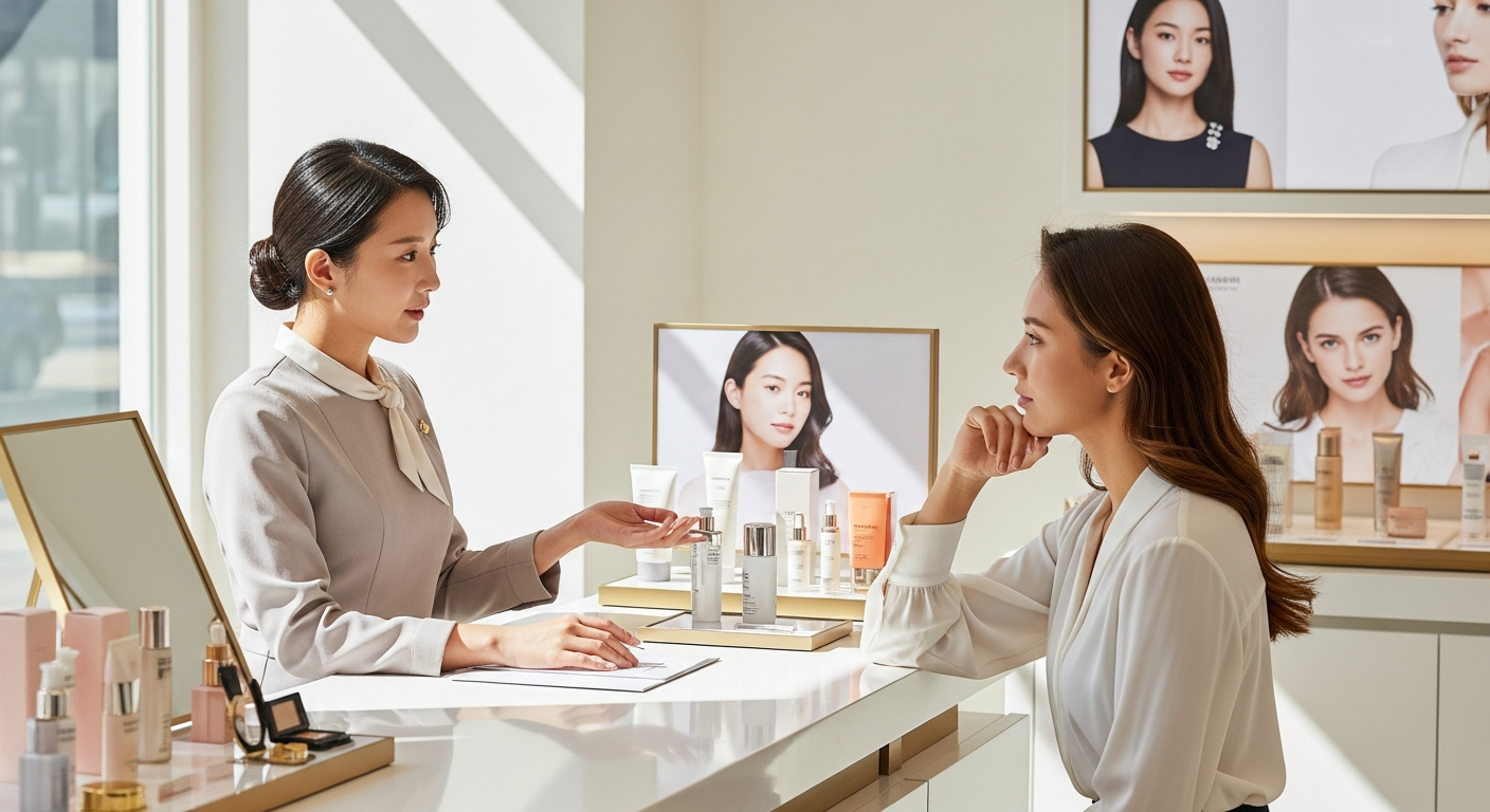 k-beauty store consultation staff customer