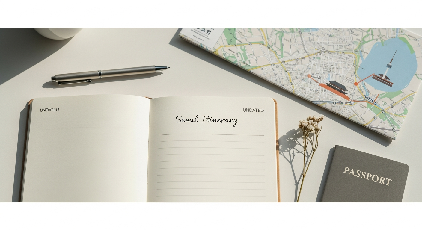 seoul itinerary planning notebook