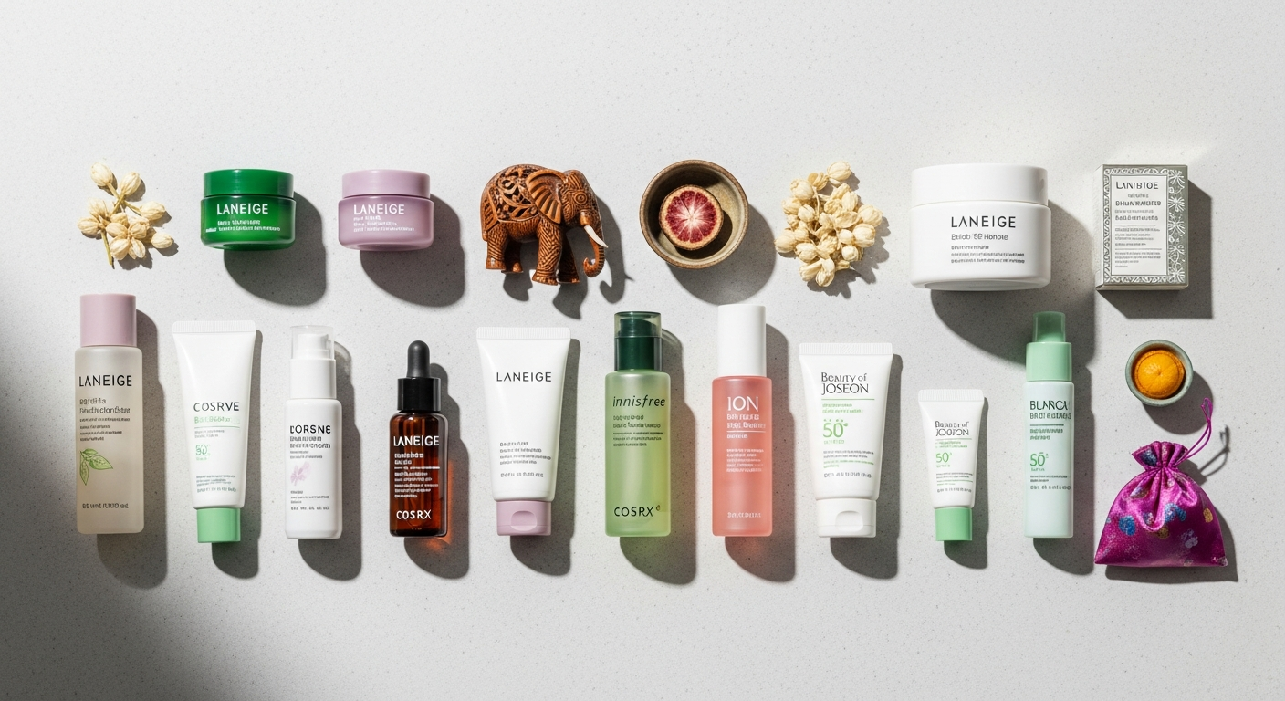 korean skincare products flatlay thailand