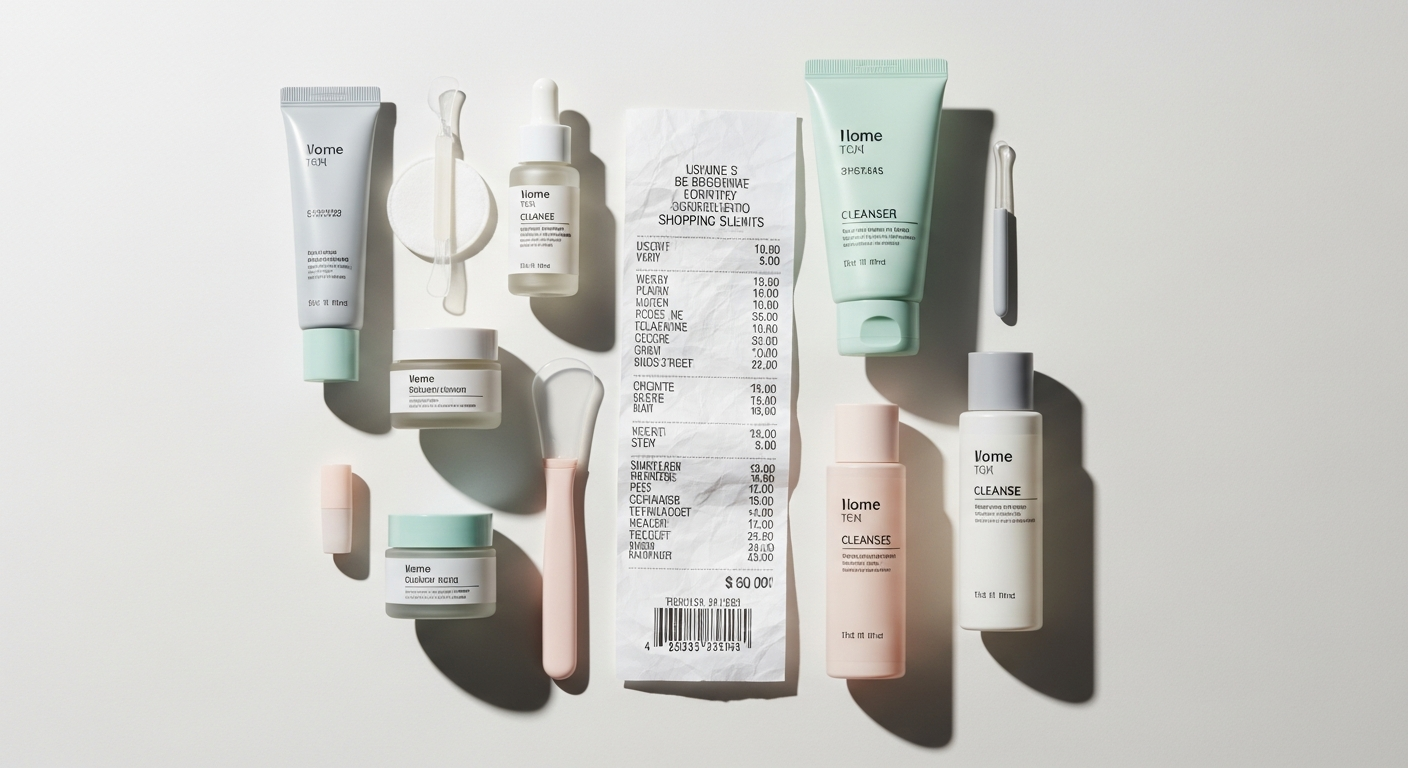 korean skincare budget comparison receipt