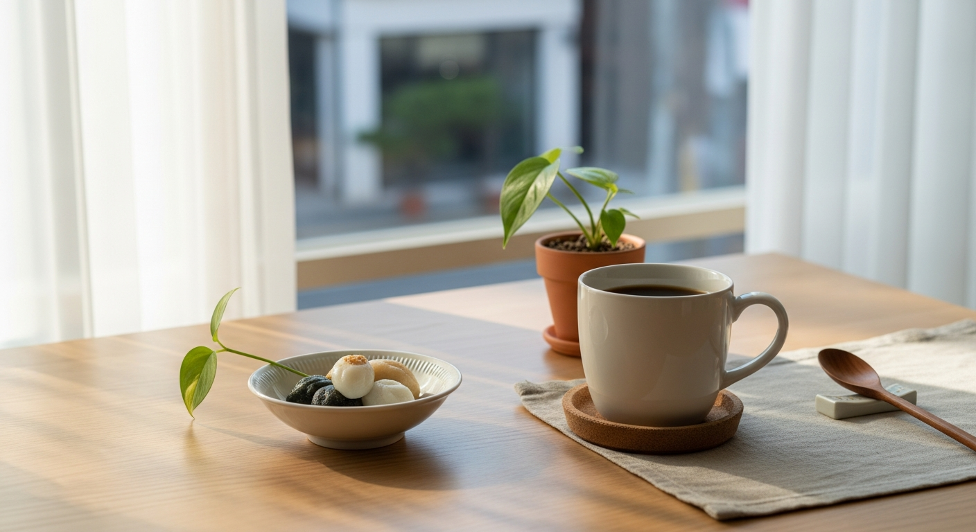 korean coffee morning routine cozy