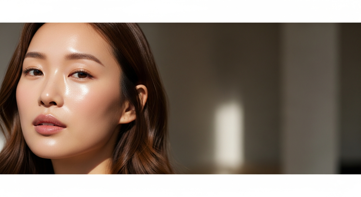 glass skin korean woman dewy texture