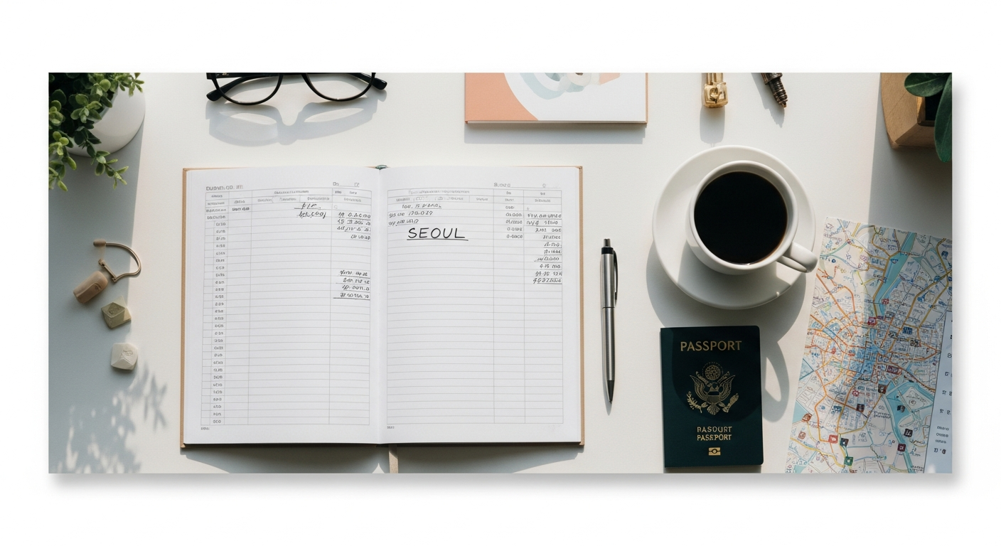 seoul travel budget spreadsheet planning