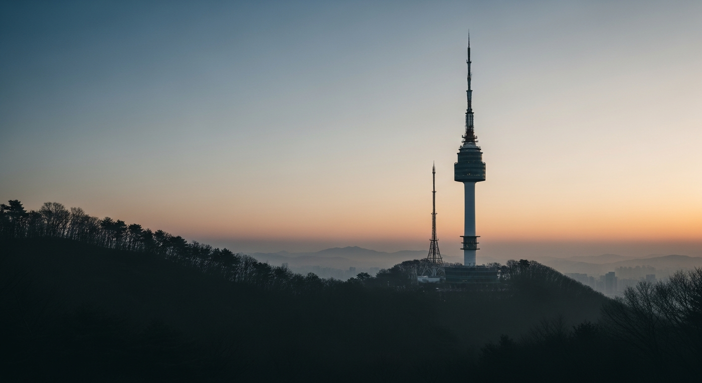 n seoul tower morning view empty